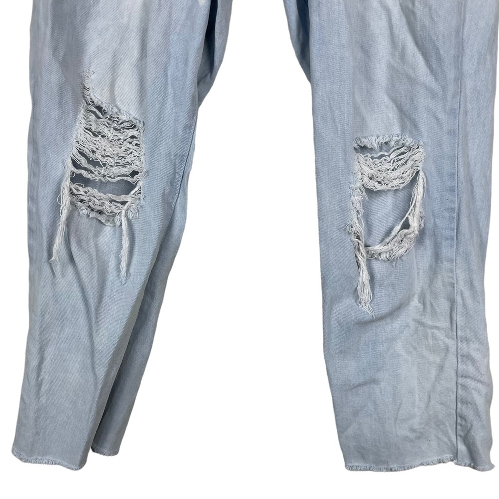 91 Cotton On High Rise 90’s Stretch Raw Fringe Hem Super Distressed Light Crops - Picture 5 of 11